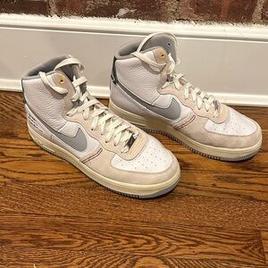 High-Top White and Gray Nike Sneakers